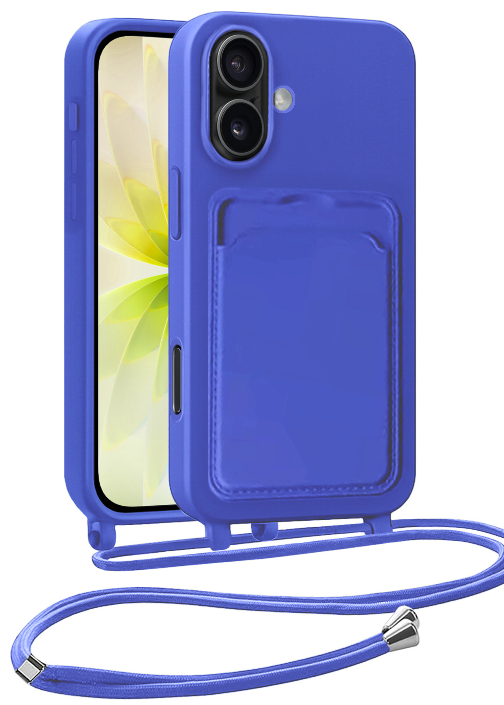 LUQ LUQ iPhone 17 Hoesje Pashouder met Koord - Fel Blauw