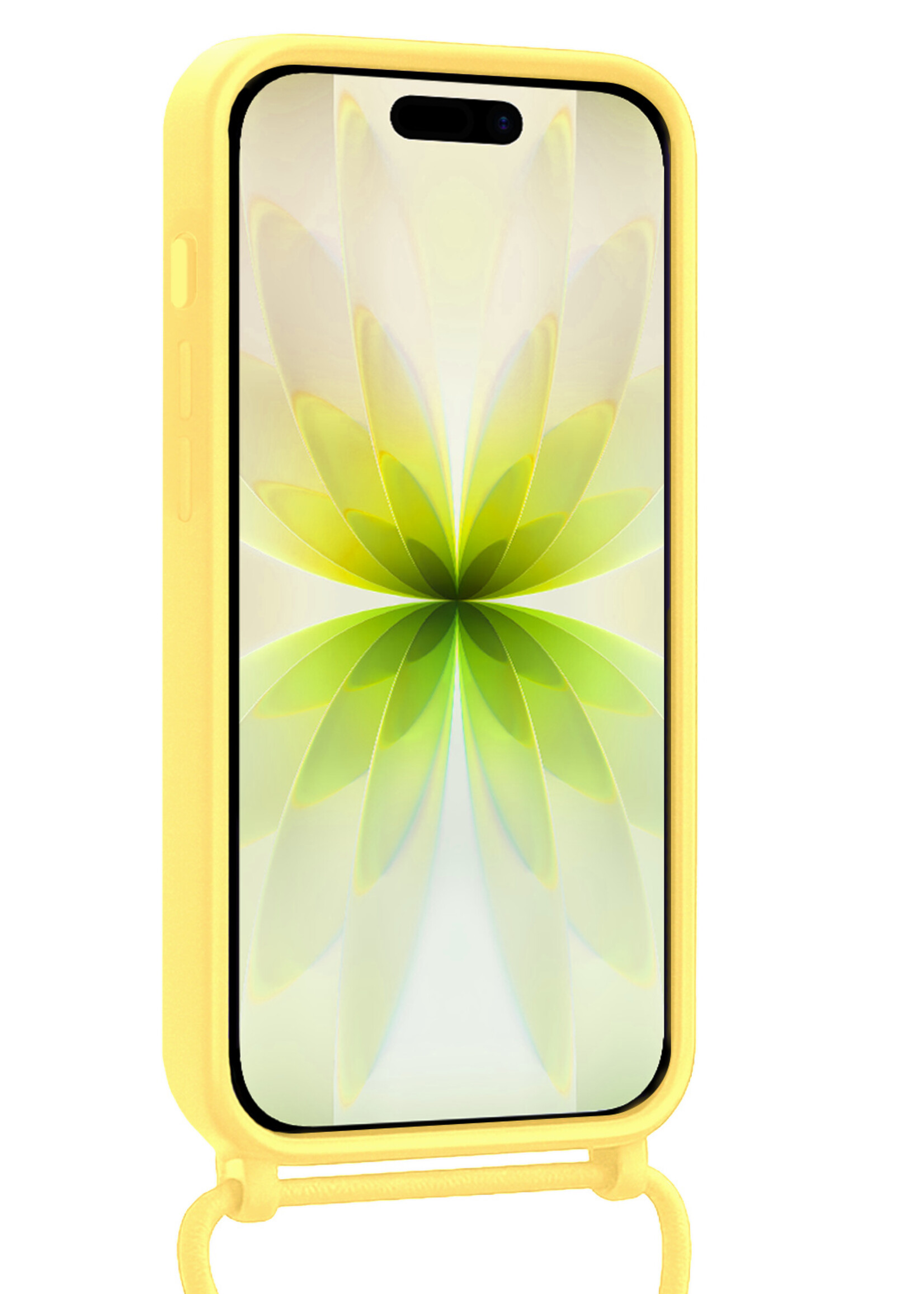 LUQ LUQ iPhone 17 Hoesje Pashouder met Koord Met 2x Screenprotector - Geel