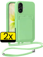 LUQ LUQ iPhone 17 Hoesje Pashouder met Koord - Groen - 2 PACK
