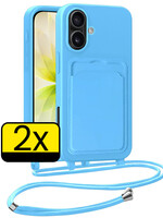 LUQ LUQ iPhone 17 Hoesje Pashouder met Koord - Lichtblauw - 2 PACK