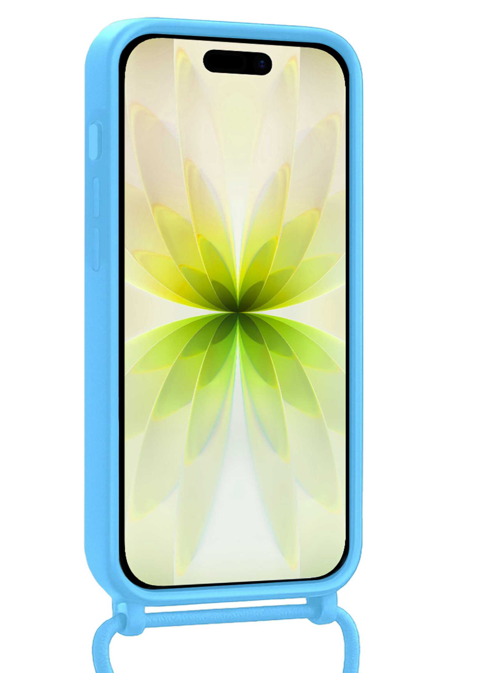 LUQ LUQ iPhone 17 Hoesje Pashouder met Koord Met Screenprotector - Lichtblauw