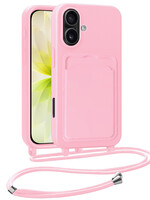 LUQ LUQ iPhone 17 Hoesje Pashouder met Koord - Lichtroze