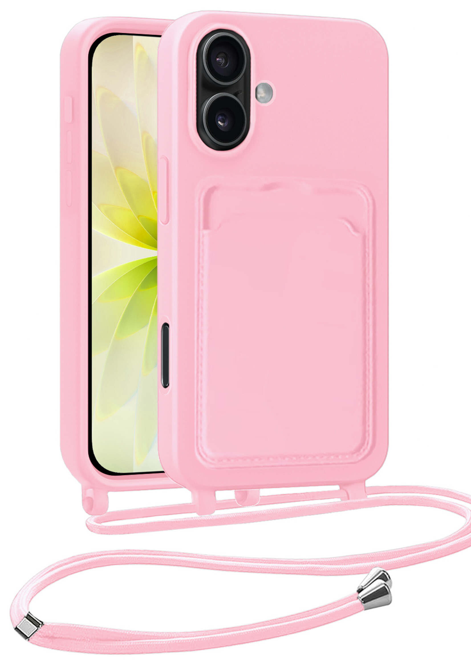 LUQ LUQ iPhone 17 Hoesje Pashouder met Koord - Lichtroze