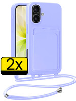 LUQ LUQ iPhone 17 Hoesje Pashouder met Koord - Lila - 2 PACK