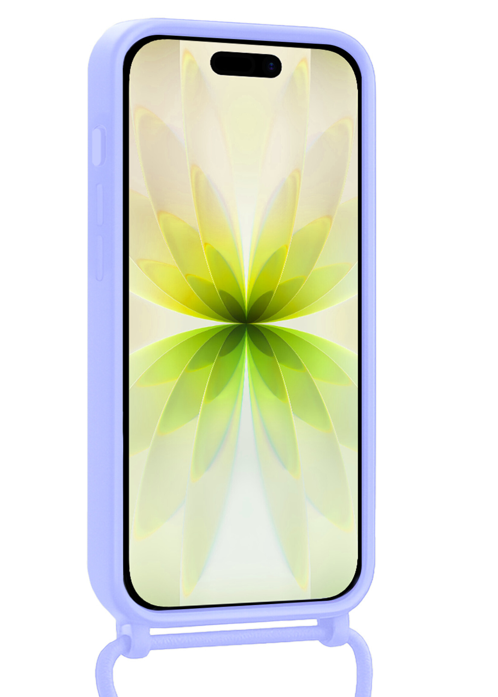 LUQ LUQ iPhone 17 Hoesje Pashouder met Koord Met Screenprotector - Lila