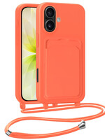 LUQ LUQ iPhone 17 Hoesje Pashouder met Koord - Papaya