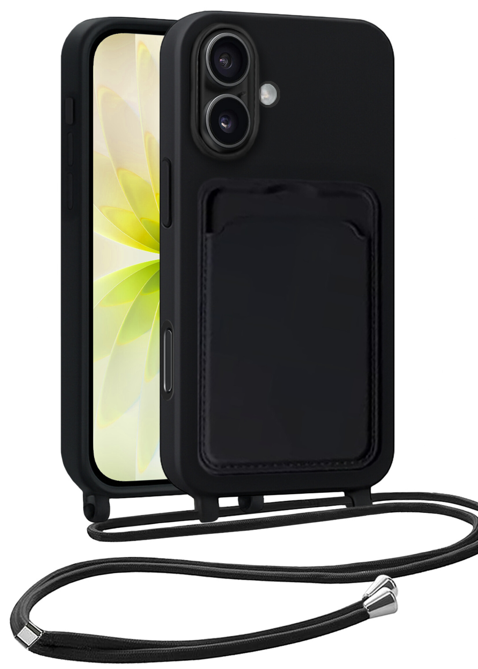 LUQ LUQ iPhone 17 Hoesje Pashouder met Koord - Zwart