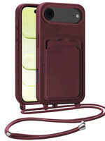 LUQ LUQ iPhone Air Hoesje Pashouder met Koord - Aubergine