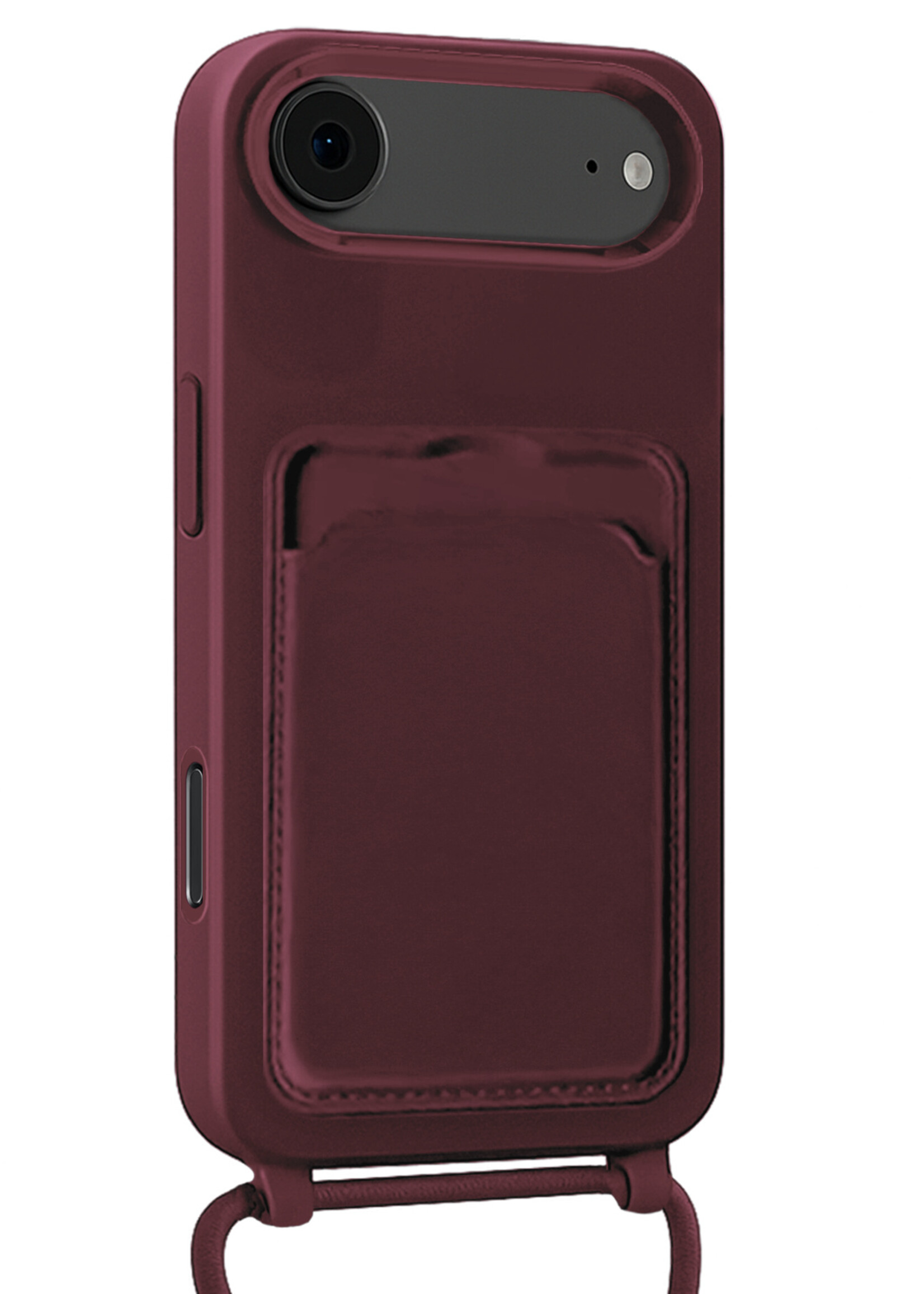 LUQ LUQ iPhone Air Hoesje Pashouder met Koord - Aubergine