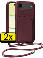 LUQ LUQ iPhone Air Hoesje Pashouder met Koord - Aubergine - 2 PACK