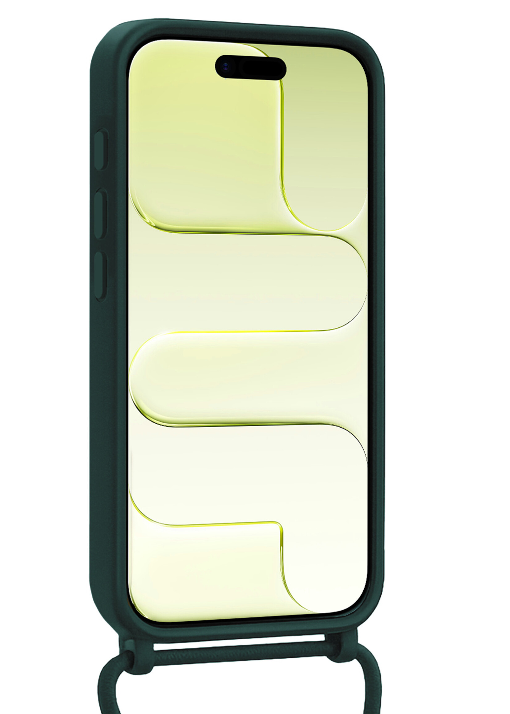 LUQ LUQ iPhone Air Hoesje Pashouder met Koord Met Screenprotector - Donkergroen