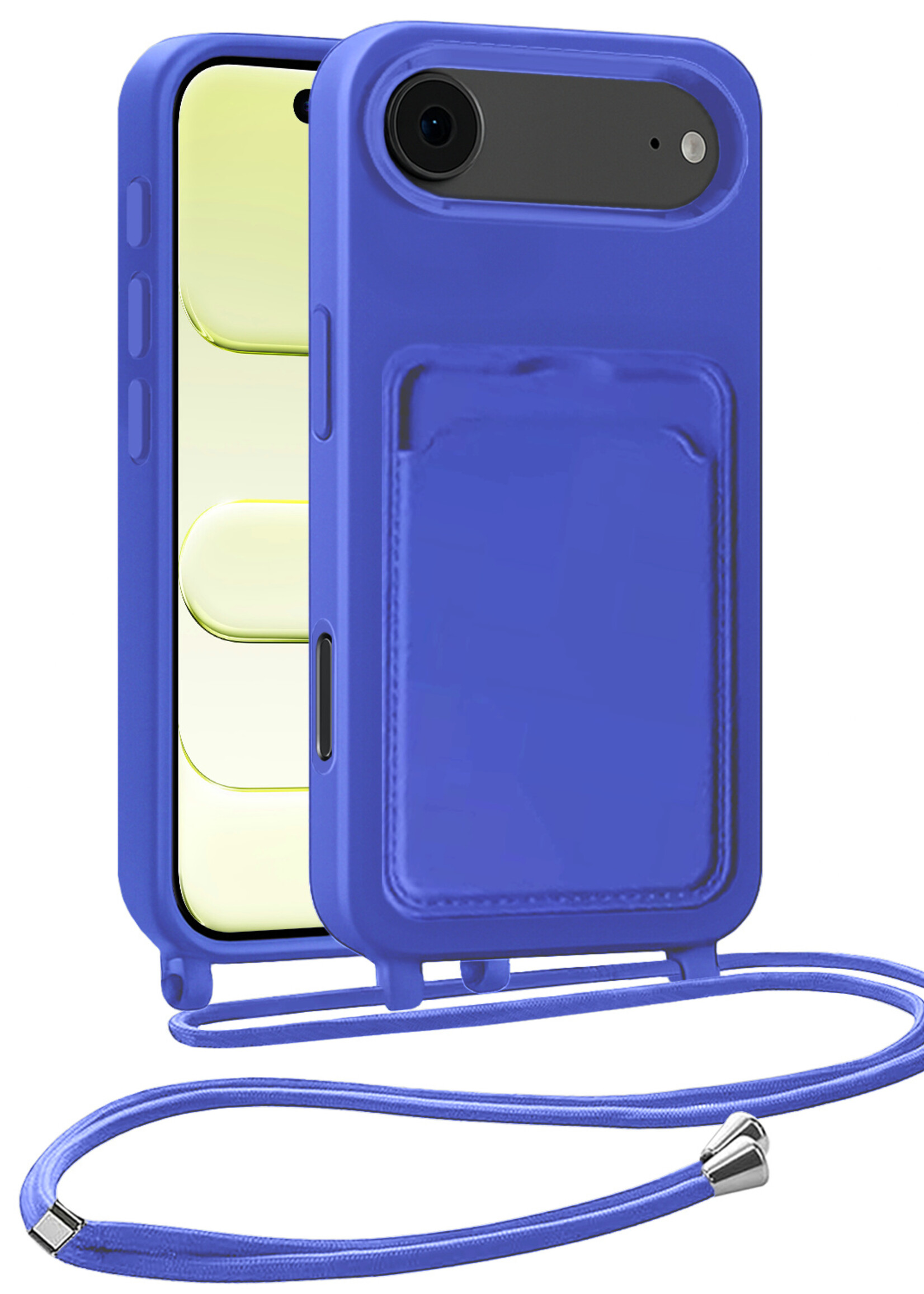 LUQ LUQ iPhone Air Hoesje Pashouder met Koord - Fel Blauw