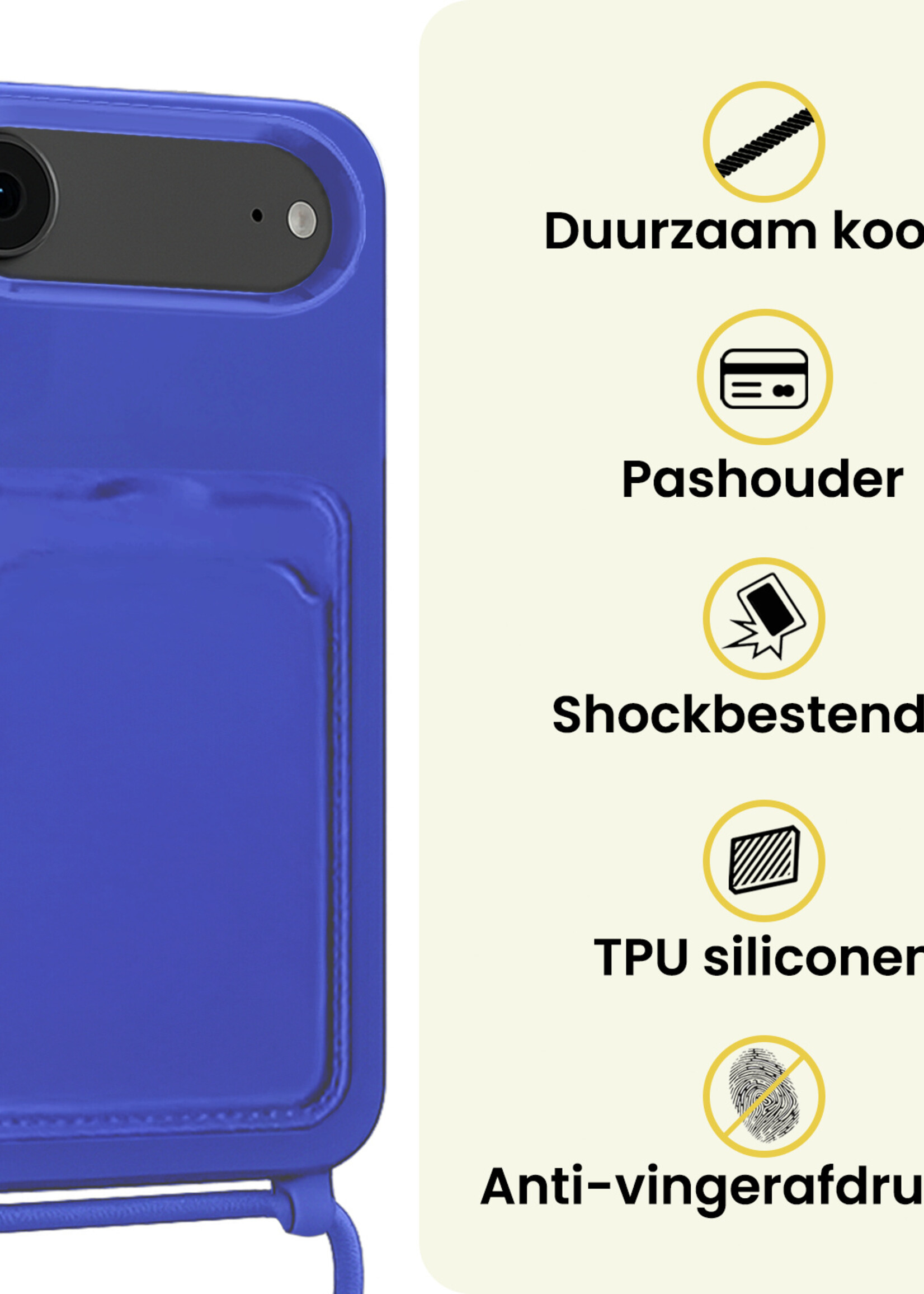 LUQ LUQ iPhone Air Hoesje Pashouder met Koord - Fel Blauw