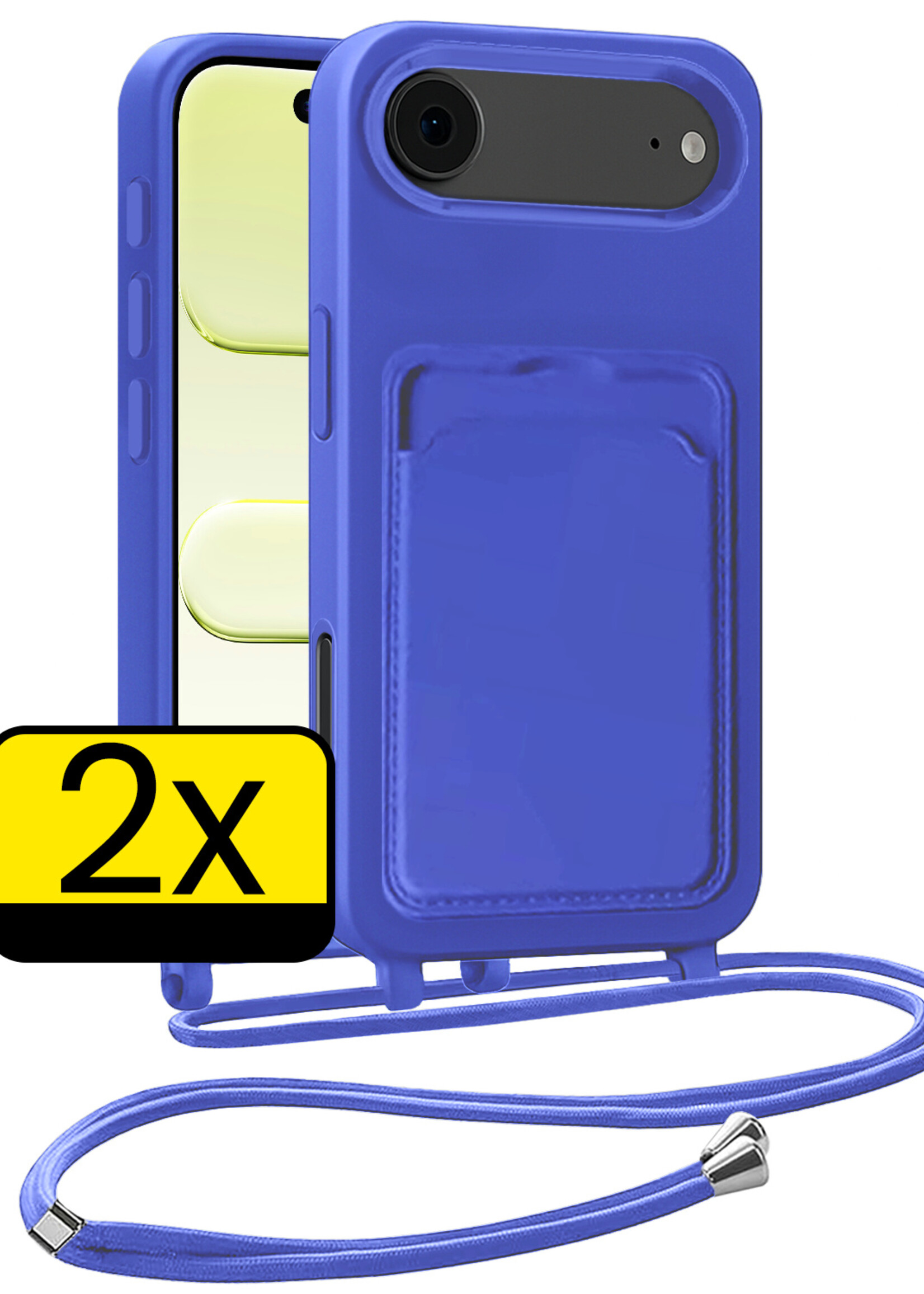 LUQ LUQ iPhone Air Hoesje Pashouder met Koord - Fel Blauw - 2 PACK