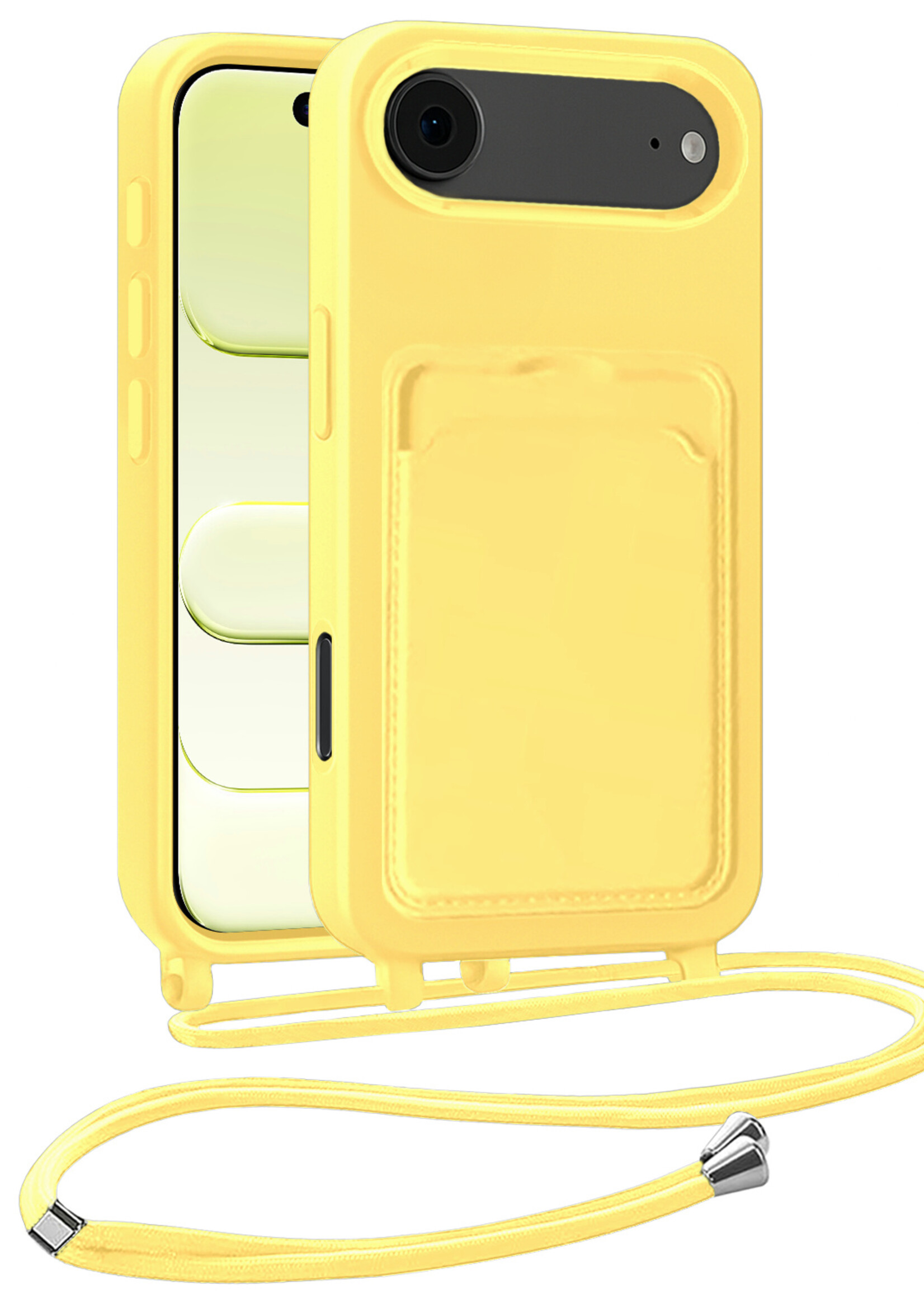 LUQ LUQ iPhone Air Hoesje Pashouder met Koord - Geel