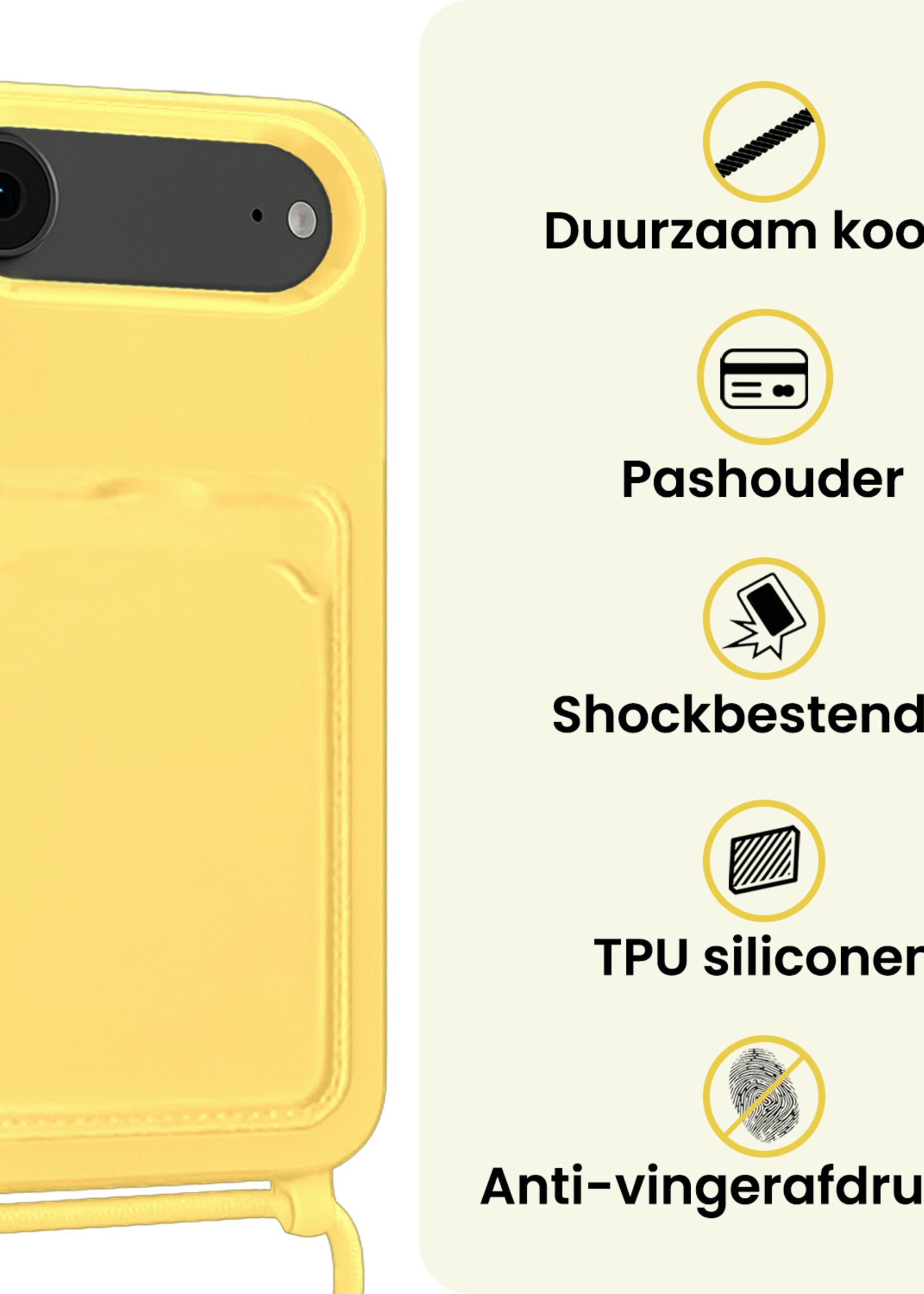 LUQ LUQ iPhone Air Hoesje Pashouder met Koord - Geel - 2 PACK