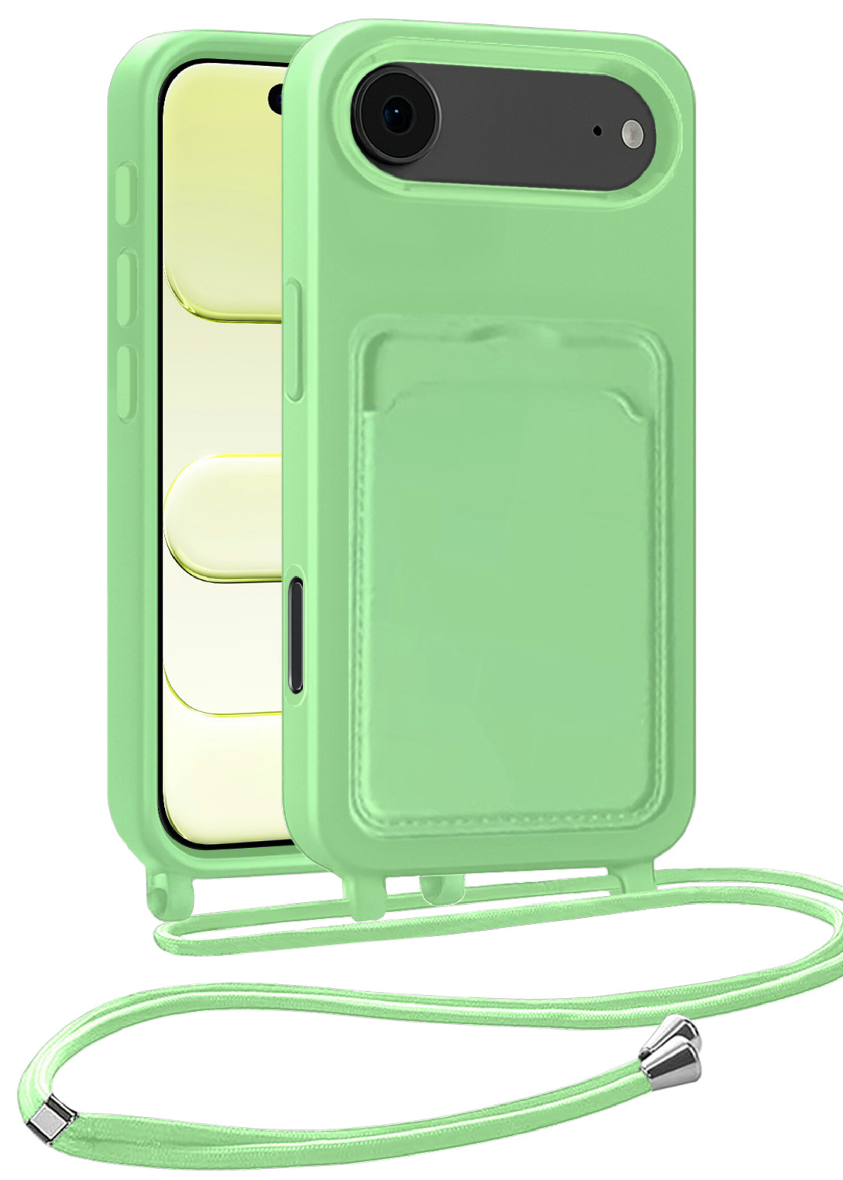 LUQ LUQ iPhone Air Hoesje Pashouder met Koord - Groen