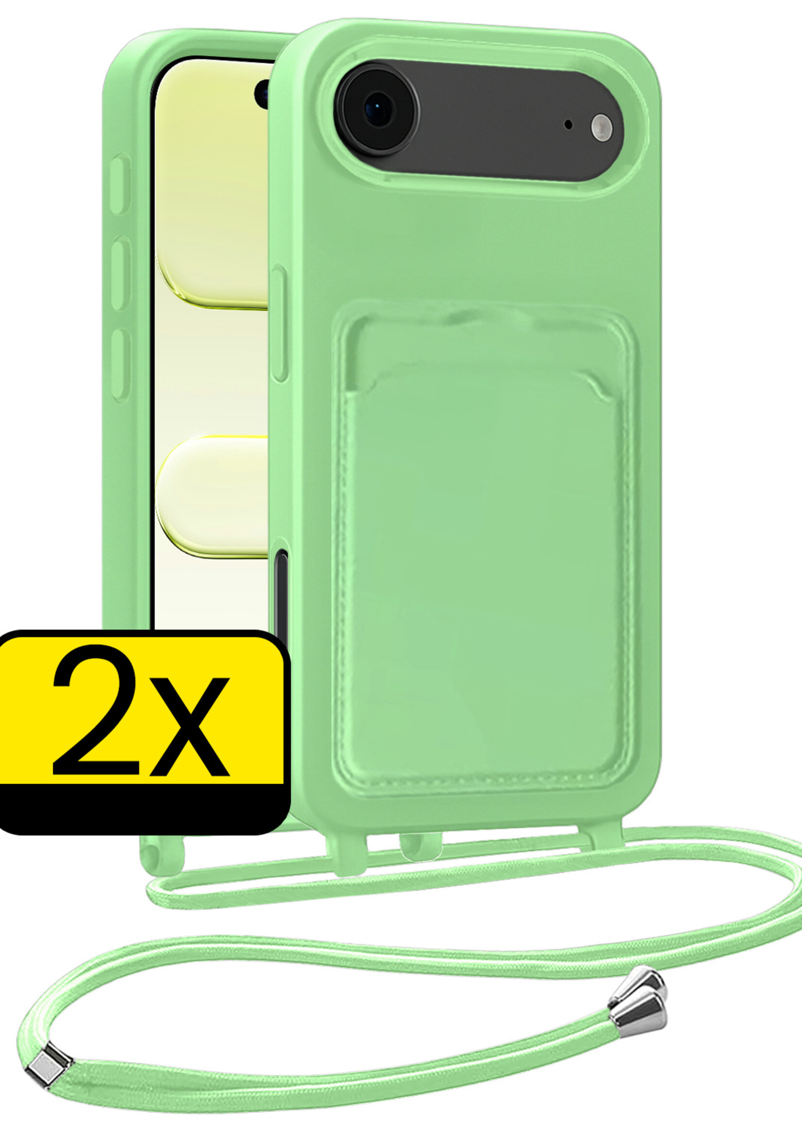 LUQ LUQ iPhone Air Hoesje Pashouder met Koord - Groen - 2 PACK