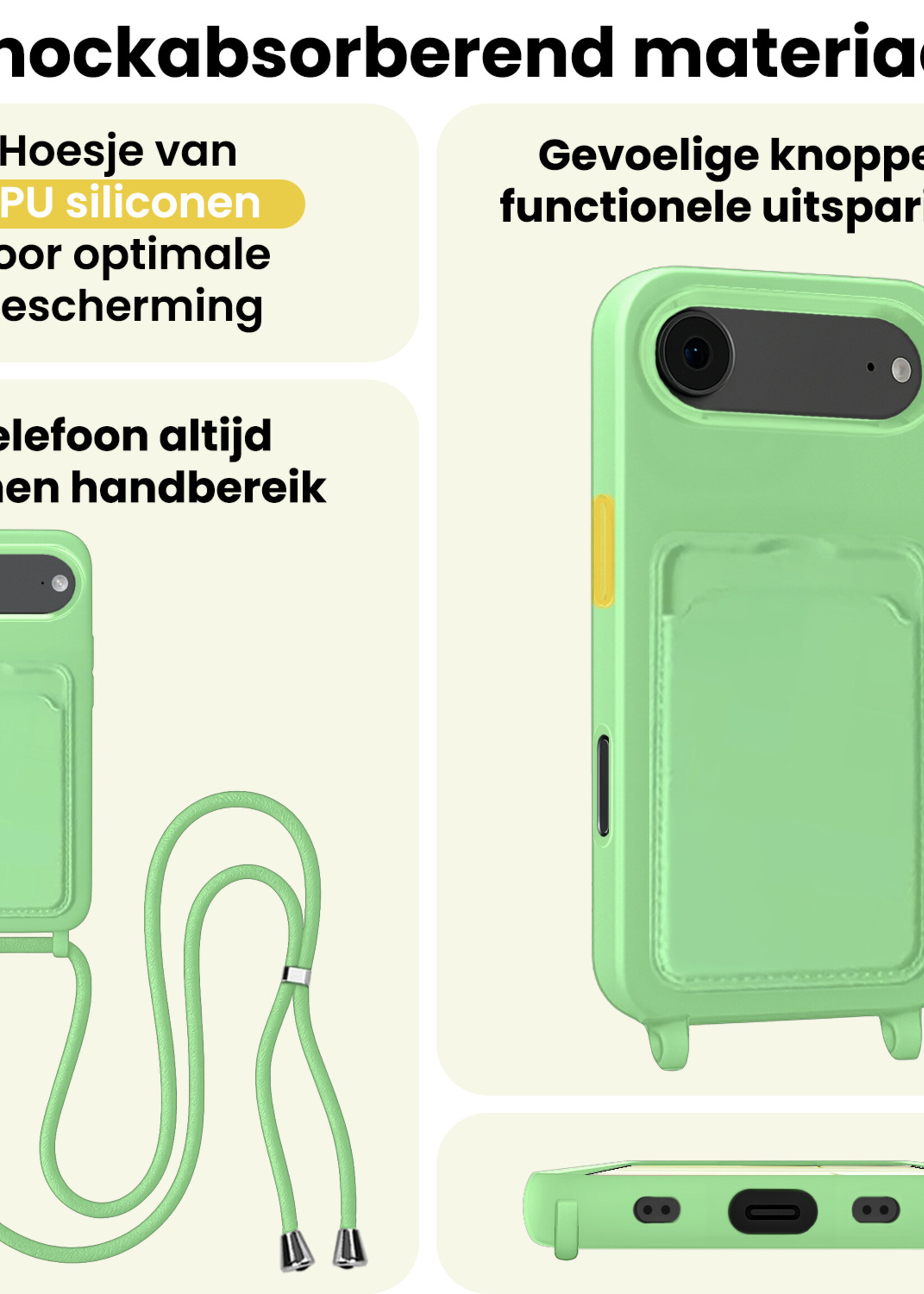 LUQ LUQ iPhone Air Hoesje Pashouder met Koord - Groen - 2 PACK