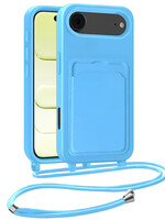 LUQ LUQ iPhone Air Hoesje Pashouder met Koord - Lichtblauw