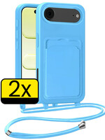 LUQ LUQ iPhone Air Hoesje Pashouder met Koord - Lichtblauw - 2 PACK