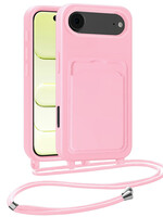 LUQ LUQ iPhone Air Hoesje Pashouder met Koord - Lichtroze
