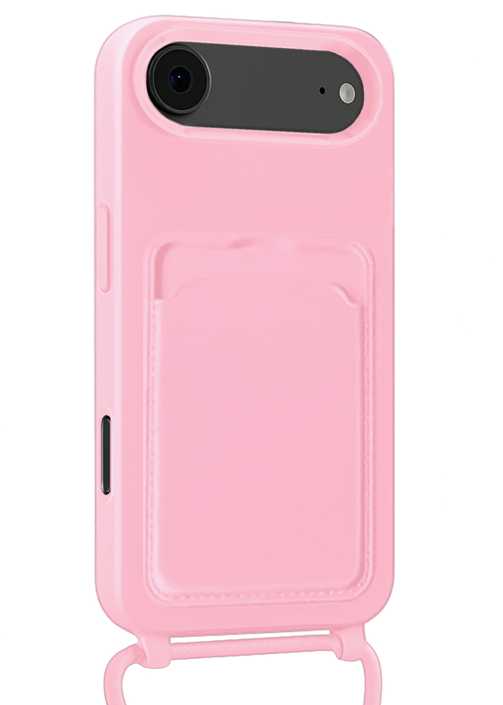 LUQ LUQ iPhone Air Hoesje Pashouder met Koord - Lichtroze - 2 PACK