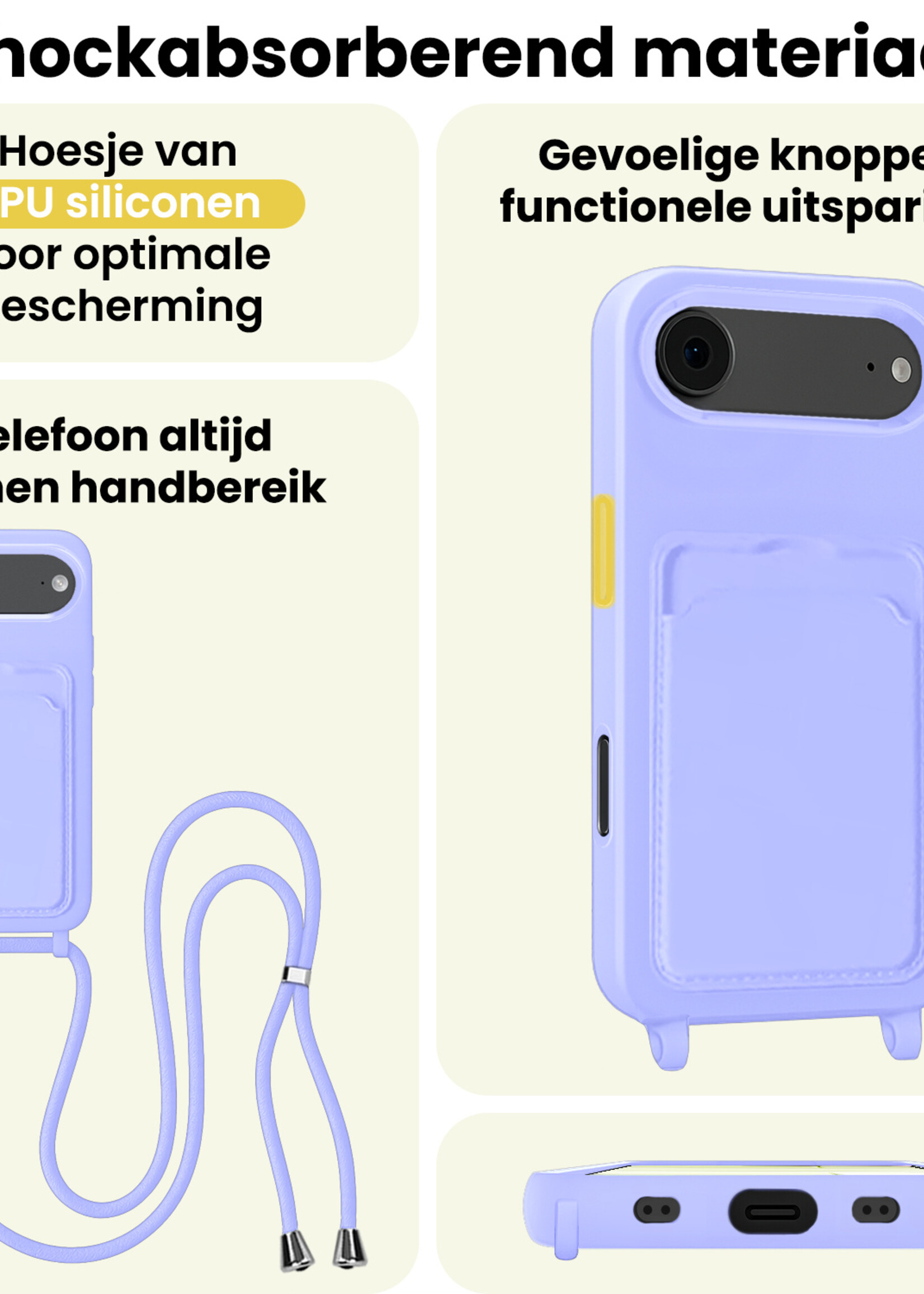 LUQ LUQ iPhone Air Hoesje Pashouder met Koord - Lila - 2 PACK