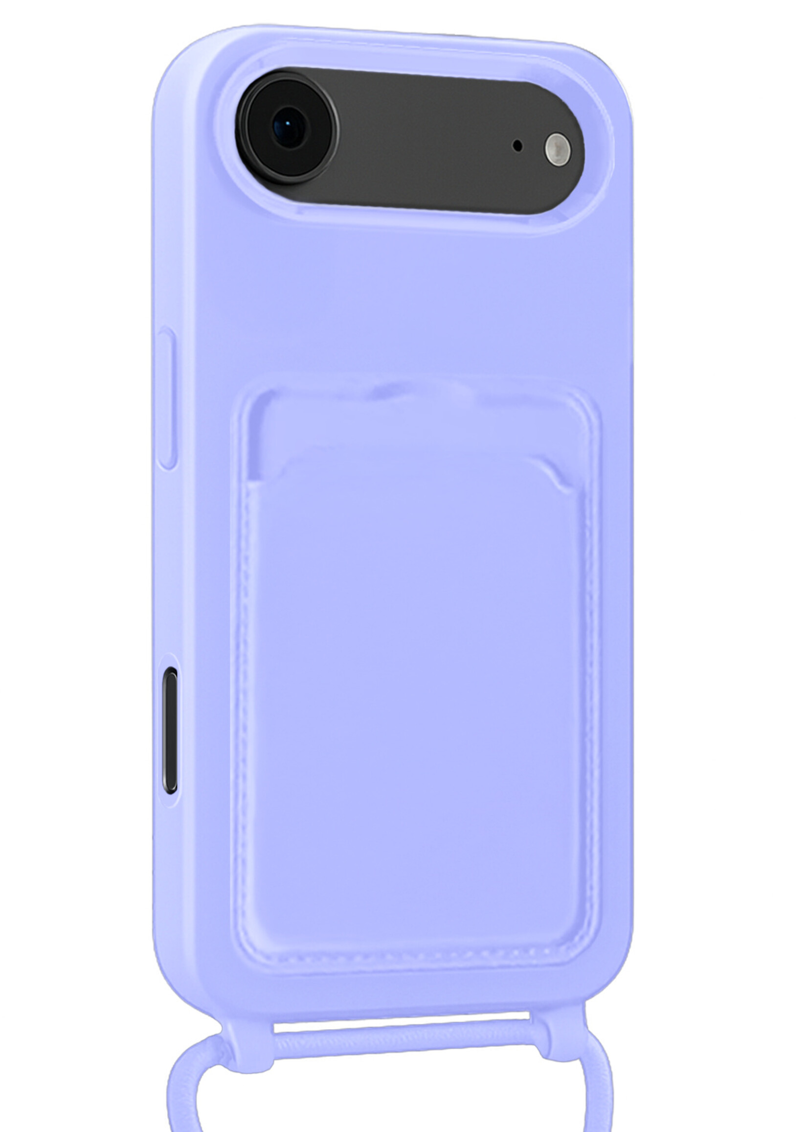 LUQ LUQ iPhone Air Hoesje Pashouder met Koord Met Screenprotector - Lila