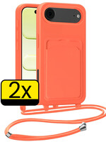 LUQ LUQ iPhone Air Hoesje Pashouder met Koord - Papaya - 2 PACK
