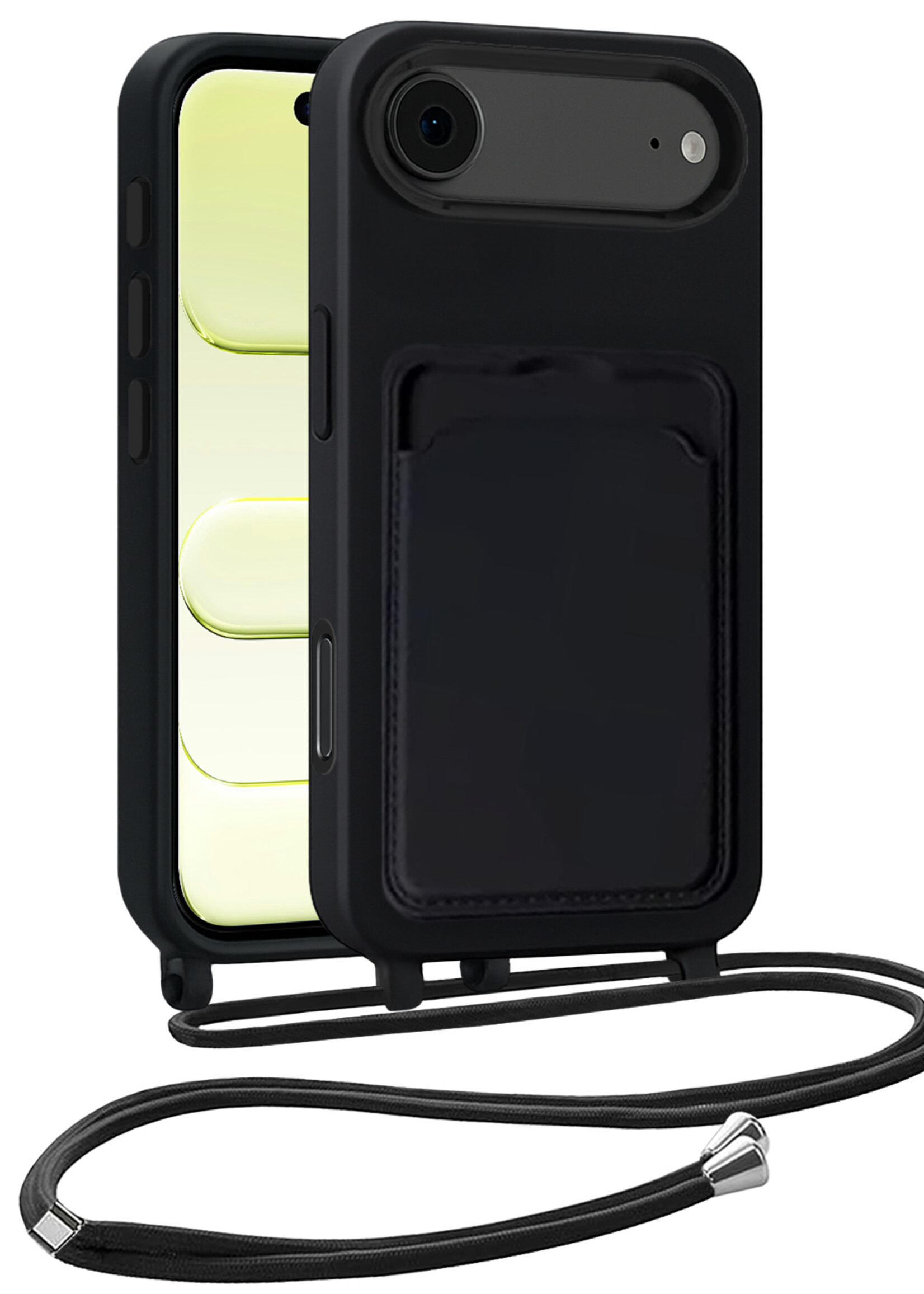 LUQ LUQ iPhone Air Hoesje Pashouder met Koord - Zwart