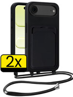 LUQ LUQ iPhone Air Hoesje Pashouder met Koord - Zwart - 2 PACK