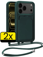 LUQ LUQ iPhone 17 Pro Hoesje Pashouder met Koord - Donkergroen - 2 PACK