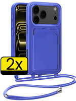 LUQ LUQ iPhone 17 Pro Hoesje Pashouder met Koord - Fel Blauw - 2 PACK