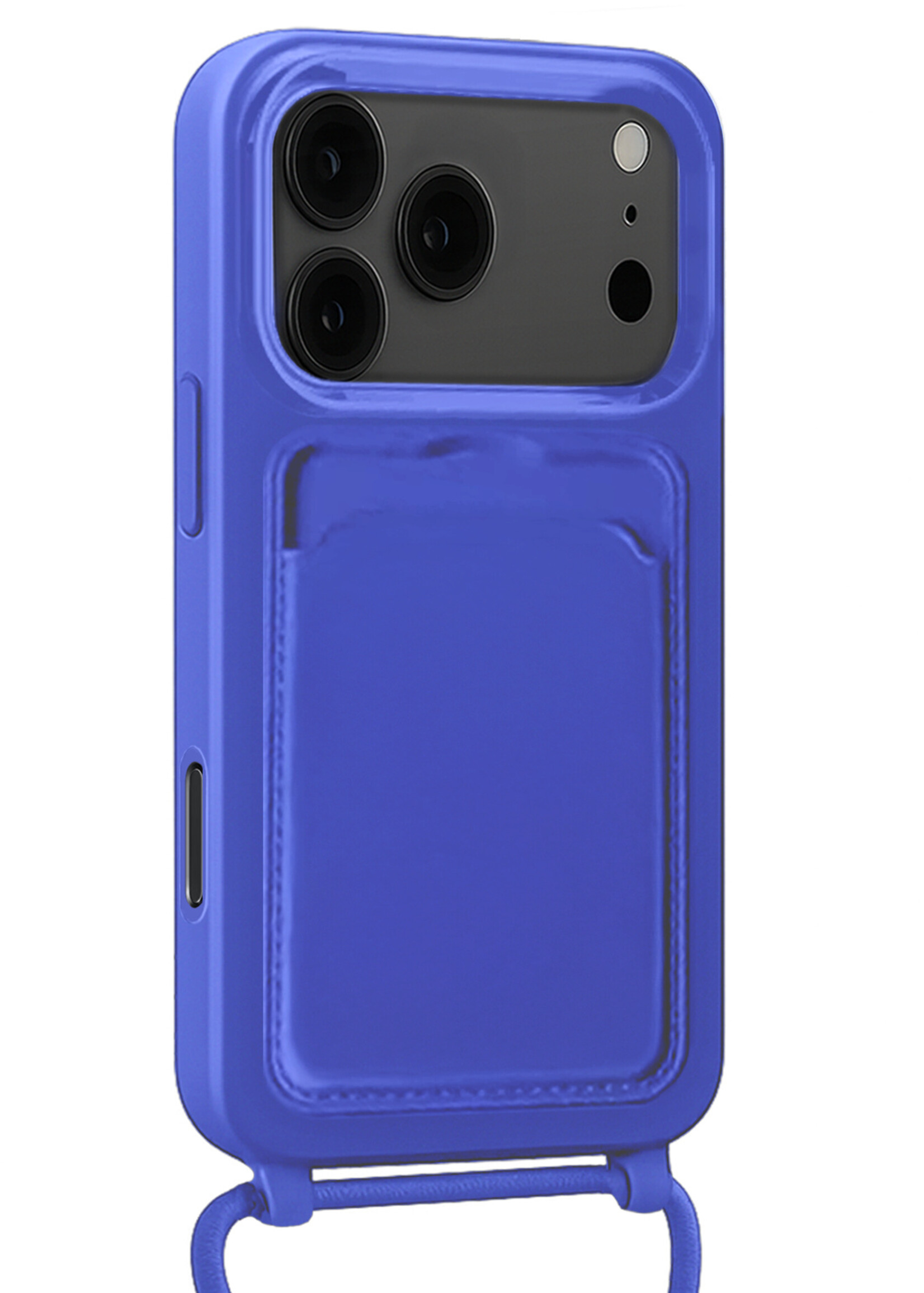 LUQ LUQ iPhone 17 Pro Hoesje Pashouder met Koord - Fel Blauw - 2 PACK