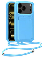 LUQ LUQ iPhone 17 Pro Hoesje Pashouder met Koord - Lichtblauw