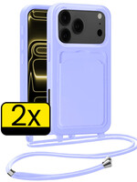 LUQ LUQ iPhone 17 Pro Hoesje Pashouder met Koord - Lila - 2 PACK