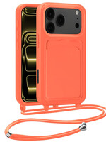 LUQ LUQ iPhone 17 Pro Hoesje Pashouder met Koord - Papaya