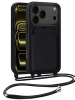 LUQ LUQ iPhone 17 Pro Hoesje Pashouder met Koord - Zwart