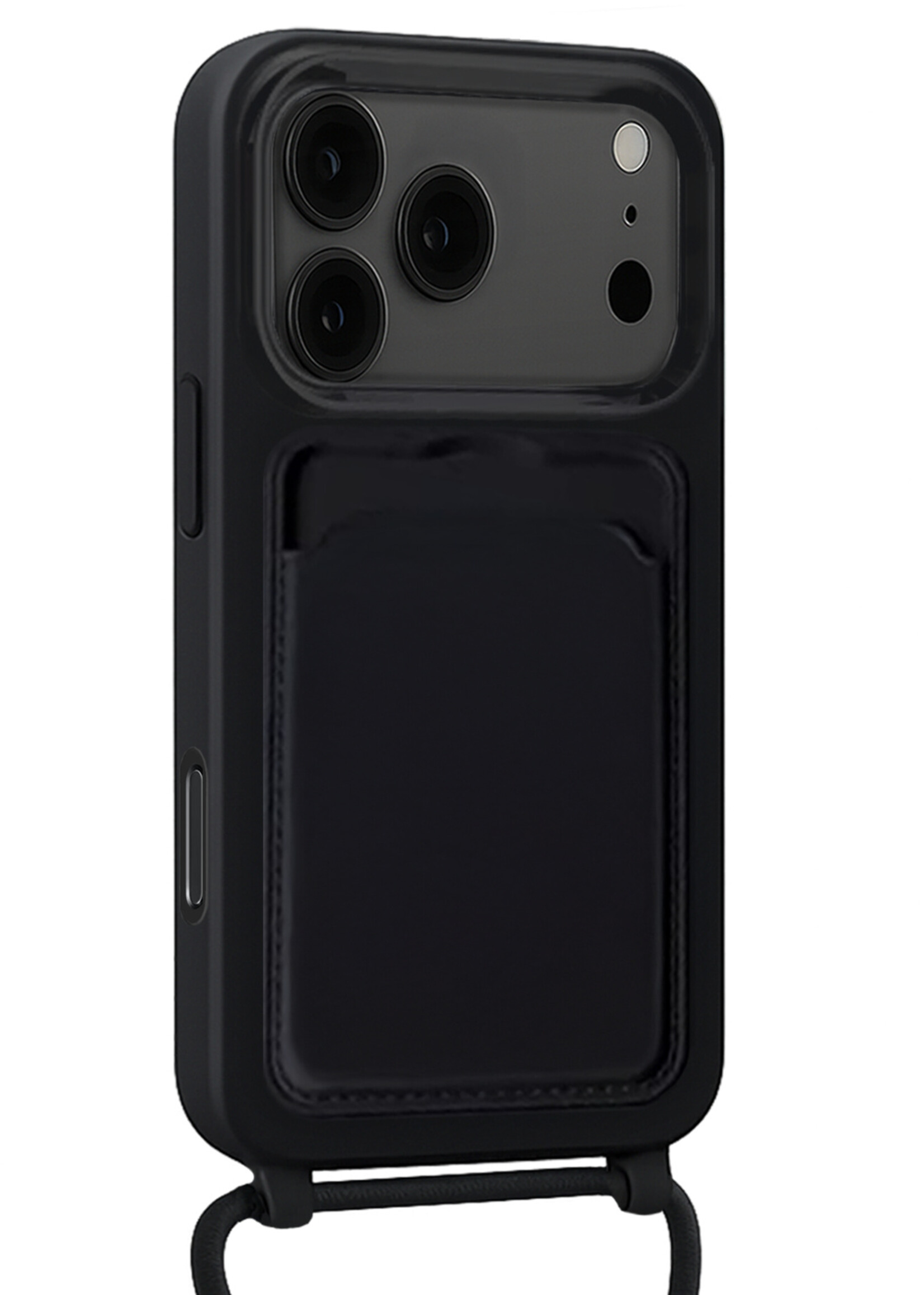 LUQ LUQ iPhone 17 Pro Hoesje Pashouder met Koord - Zwart
