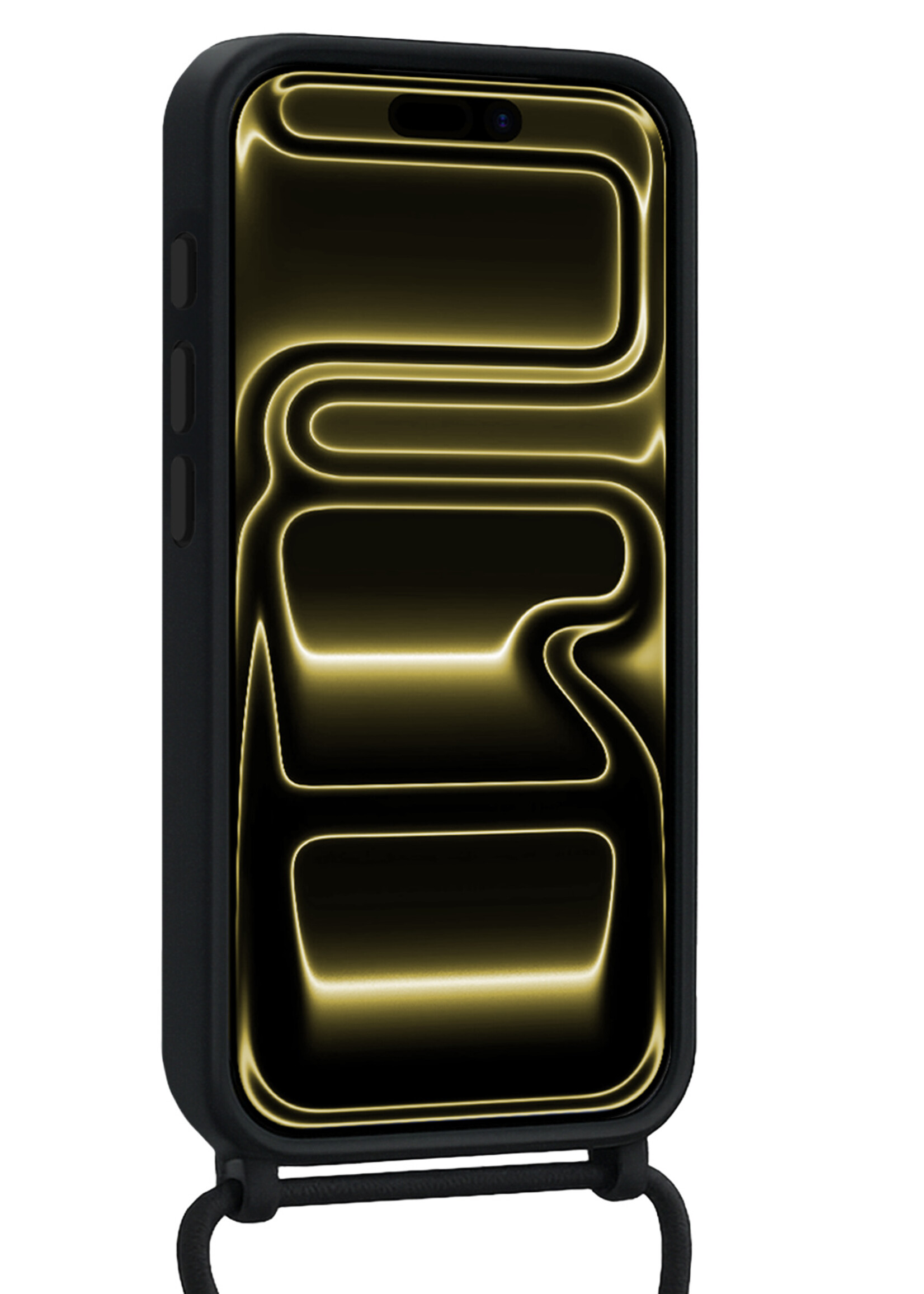 LUQ LUQ iPhone 17 Pro Hoesje Pashouder met Koord Met Screenprotector - Zwart