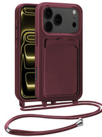 LUQ LUQ iPhone 17 Pro Max Hoesje Pashouder met Koord - Aubergine