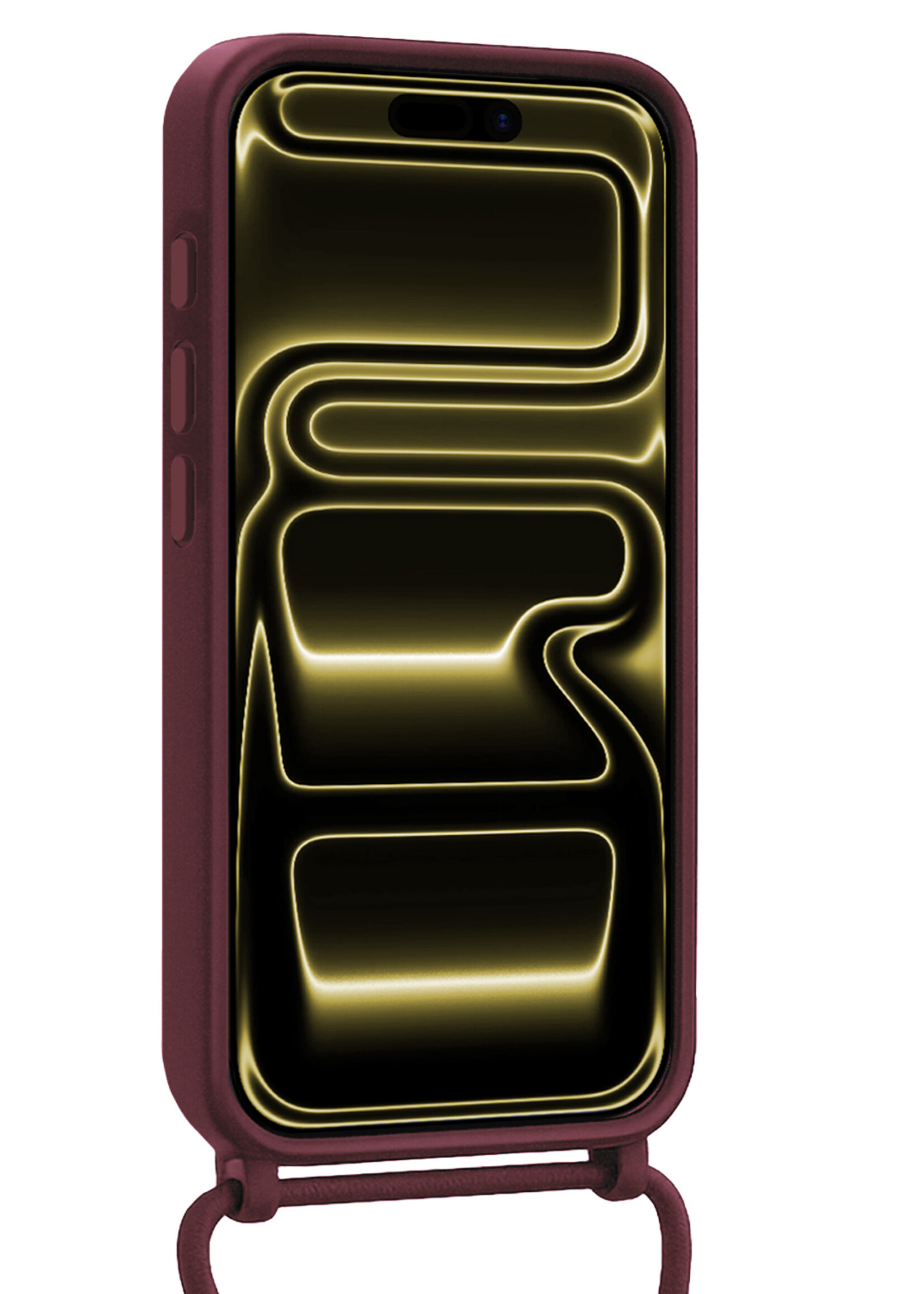 LUQ LUQ iPhone 17 Pro Max Hoesje Pashouder met Koord Met Screenprotector - Aubergine