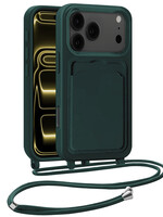 LUQ LUQ iPhone 17 Pro Max Hoesje Pashouder met Koord - Donkergroen