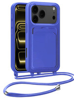 LUQ LUQ iPhone 17 Pro Max Hoesje Pashouder met Koord - Fel Blauw