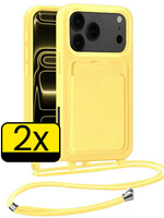 LUQ LUQ iPhone 17 Pro Max Hoesje Pashouder met Koord - Geel - 2 PACK