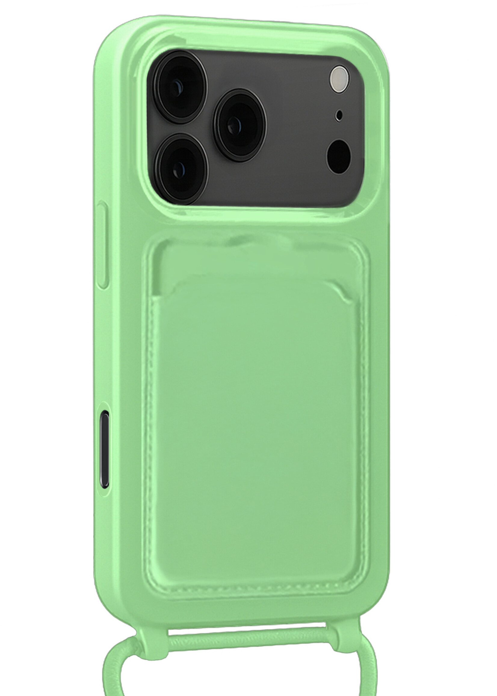 LUQ LUQ iPhone 17 Pro Max Hoesje Pashouder met Koord Met 2x Screenprotector - Groen