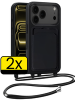 LUQ LUQ iPhone 17 Pro Max Hoesje Pashouder met Koord - Zwart - 2 PACK