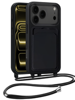 LUQ LUQ iPhone 17 Pro Max Hoesje Pashouder met Koord - Zwart