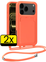 LUQ LUQ iPhone 17 Pro Max Hoesje Pashouder met Koord - Papaya - 2 PACK